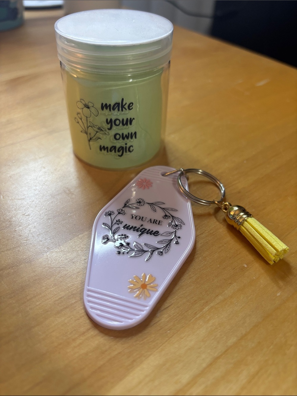 Motivational jar and keychain bundle handcrafted by me
